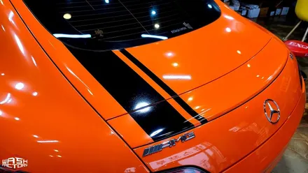 [부천 랩핑] 벤츠 AMG GT 글로스오렌지에 블랙으로 포인트 데칼 시공 / 부천시 원미구 상동