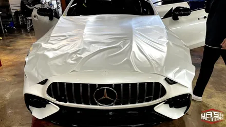 [벤츠 랩핑] 벤츠 amg gt 4도어 에이버리 사틴 화이트 펄 전체랩핑! [부천 랩핑] / 부천, 광명, 시흥