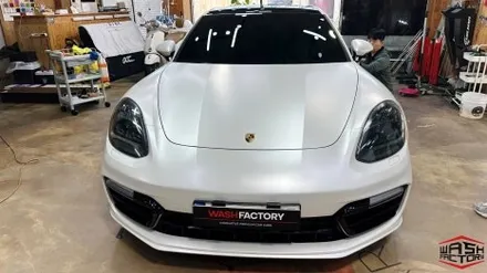 부천 랩핑 포르쉐 파나메라 GTS 사틴 화이트펄 전체 랩핑 시공! / 부천시 원미구 상동
