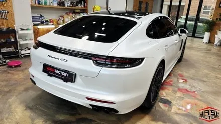 부천 랩핑 포르쉐 파나메라 GTS 사틴 화이트펄 전체 랩핑 시공! / 부천시 원미구 상동