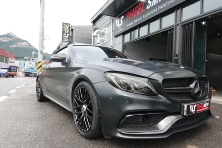 벤츠휠도색 휠스미스 벤츠 C63 AMG 카브리올레 매트 블랙 휠 도색 작업 후기! / 남양주, 구리, 의정부, 서울 노원