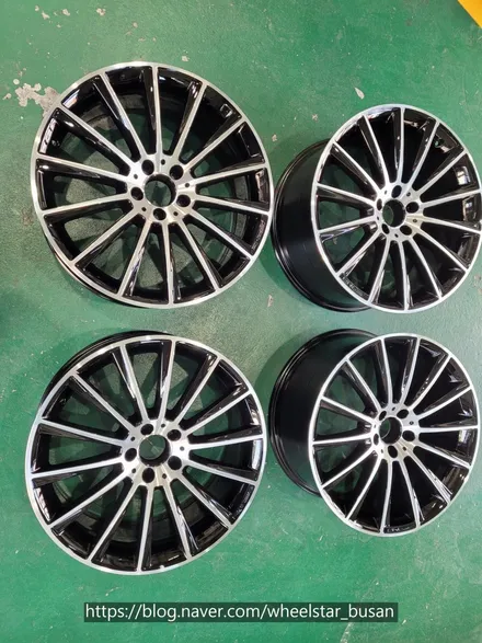 [부산휠도색][부산휠수리]벤츠S350d 20인치 마차휠 블랙 다이아몬드컷팅 시공 휠복원 휠수리휠도색비용 _wheelstar / 부산 사상 학장동