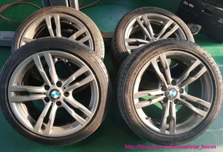 [[부산휠수리][부산휠복원]]BMW 320d 18인치 순정휠 블랙유광시공 휠도색 휠수리 휠복원비용_wheelstar / 부산 사상 학장동