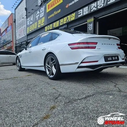 제네시스 G80 페이스리프트 20인치 순정휠 손상으로 복원휠 교체작업 용인휠 용인타이어 휠타이어전문점 / 처인구 양지면