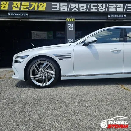 제네시스 G80 페이스리프트 20인치 순정휠 손상으로 복원휠 교체작업 용인휠 용인타이어 휠타이어전문점 / 처인구 양지면