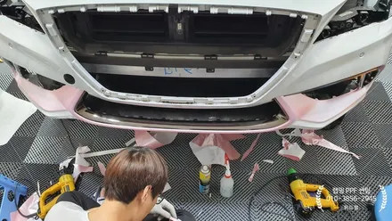 G80 스포츠 사틴체리핑크 풀 랩핑(사틴체리핑크)명지 국제신도시 신항 녹산 신호동 랩핑 썬팅 PPF 위드랩 / 부산 강서 신호동