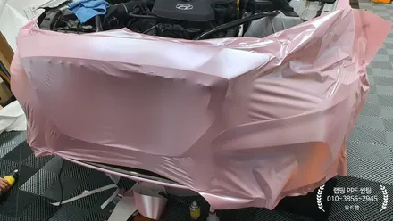 G80 스포츠 사틴체리핑크 풀 랩핑(사틴체리핑크)명지 국제신도시 신항 녹산 신호동 랩핑 썬팅 PPF 위드랩 / 부산 강서 신호동
