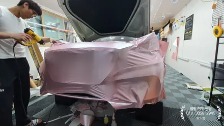 G80 스포츠 사틴체리핑크 풀 랩핑(사틴체리핑크)명지 국제신도시 신항 녹산 신호동 랩핑 썬팅 PPF 위드랩 / 부산 강서 신호동