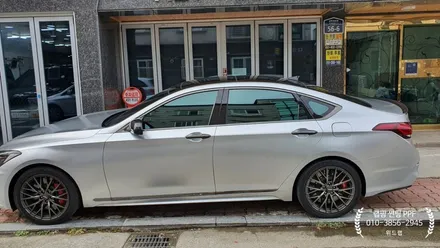 G80 스포츠 사틴 크롬 실버 풀 랩핑 시공(택랩 사틴 크롬 실버)부산 신항 명지 국제신도시 신호동 랩핑 썬팅 PPF 위드랩 / 부산 강서 신호동