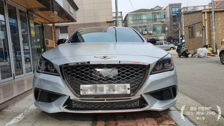 G80 스포츠 사틴 크롬 실버 풀 랩핑 시공(택랩 사틴 크롬 실버)부산 신항 명지 국제신도시 신호동 랩핑 썬팅 PPF 위드랩 / 부산 강서 신호동