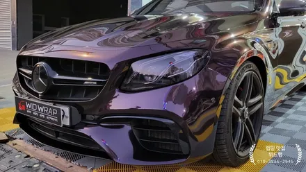 PPF 위에 랩핑 ? E63 AMG 전체 랩핑 시공(AX 젠션 퍼플 AX gentian purple)진해 안골랩핑 부산 사하구 장림 신평 다대포  랩핑 맛집 위드랩 / 부산 강서구, 김해, 창원