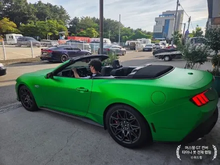 창원 전체랩핑 │ 신형 머스탱 GT 5.0 컨버터블 사틴 크롬 에메랄드 그린 / 부산 강서 신호동
