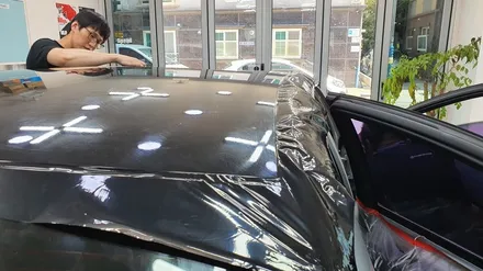 벤츠 S350 루프 스킨 시공(택랩 유광 블랙)신호동 명지동 랩핑 / 부산 강서 신호동