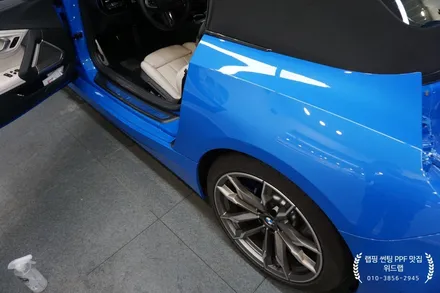 유색이 지겹다면? BMW Z4 전체 랩핑 시공(에이버리 사틴 다크 그레이) / 부산 강서구, 김해, 창원