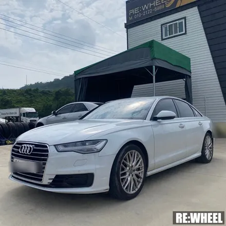 [리휠][분체도장] 아우디 A6 40TDI 콰트로 프리미엄 19인치 순정휠 블랙폴리쉬 커스텀 휠도색 작업 및 휠굴절 수리 작업후기 / 진주, 창원, 순천