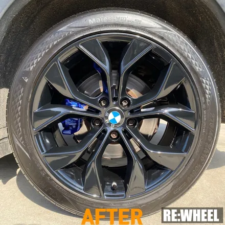 [리휠][김해휠도색] BMW X3 19인치 순정휠 블랙 유광 휠도색 및 블루 캘리퍼 도색 / 진주, 창원, 순천