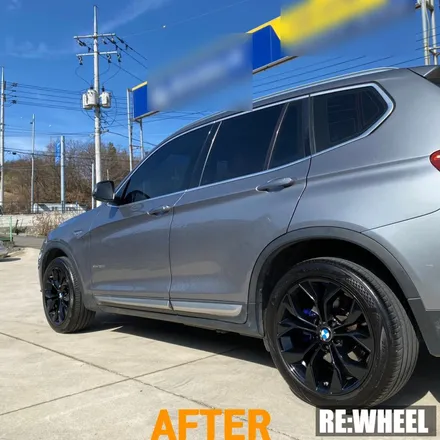 [리휠][김해휠도색] BMW X3 19인치 순정휠 블랙 유광 휠도색 및 블루 캘리퍼 도색 / 진주, 창원, 순천