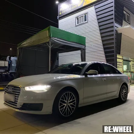 [리휠][분체도장] 아우디 A6 40TDI 콰트로 프리미엄 19인치 순정휠 블랙폴리쉬 커스텀 휠도색 작업 및 휠굴절 수리 작업후기 / 진주, 창원, 순천