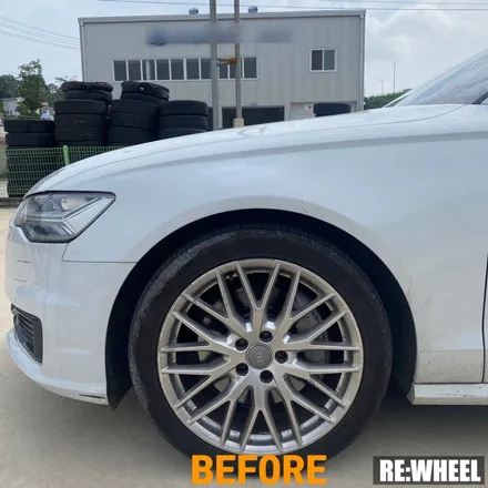 [리휠][분체도장] 아우디 A6 40TDI 콰트로 프리미엄 19인치 순정휠 블랙폴리쉬 커스텀 휠도색 작업 및 휠굴절 수리 작업후기 / 진주, 창원, 순천