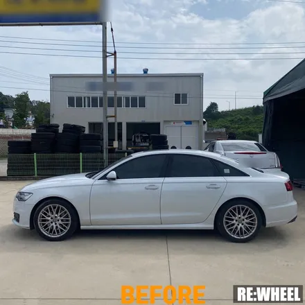 [리휠][분체도장] 아우디 A6 40TDI 콰트로 프리미엄 19인치 순정휠 블랙폴리쉬 커스텀 휠도색 작업 및 휠굴절 수리 작업후기 / 진주, 창원, 순천