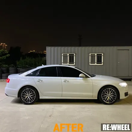 [리휠][분체도장] 아우디 A6 40TDI 콰트로 프리미엄 19인치 순정휠 블랙폴리쉬 커스텀 휠도색 작업 및 휠굴절 수리 작업후기 / 진주, 창원, 순천