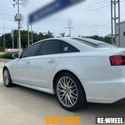 [리휠][분체도장] 아우디 A6 40TDI 콰트로 프리미엄 19인치 순정휠 블랙폴리쉬 커스텀 휠도색 작업 및 휠굴절 수리 작업후기 / 진주, 창원, 순천