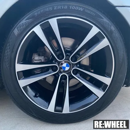 [리휠][거제휠도색] BMW 530i 18인치 사제휠 →  블랙 폴리쉬 휠도색 완료된 BMW 3시리즈 18인치 / 진주, 창원, 순천