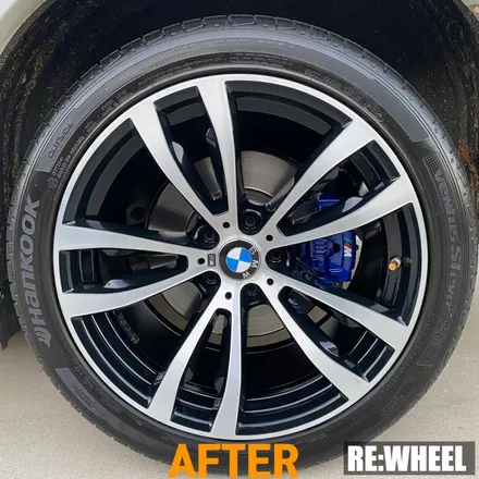 [리휠][진주휠도색] BMW X6 M50d 블랙 폴리쉬 휠도색 및 블루 캘리퍼도색 / 진주, 창원, 순천