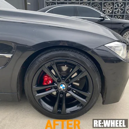 [리휠][창원휠도색] BMW 325d 순정휠 블랙 유광 휠도색 및 레드 캘리퍼도색 / 진주, 창원, 순천