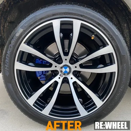 [리휠][진주휠도색] BMW X6 M50d 블랙 폴리쉬 휠도색 및 블루 캘리퍼도색 / 진주, 창원, 순천