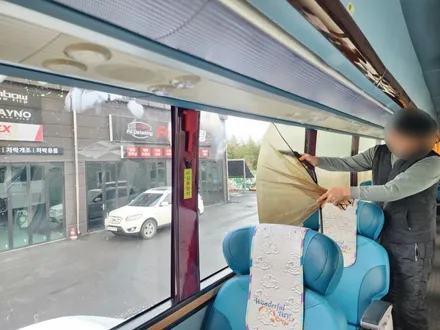 광주대형차썬팅 재시공 대형버스썬팅 남원썬팅 티나인R100 시공후기 / 광주 광산구 수완동