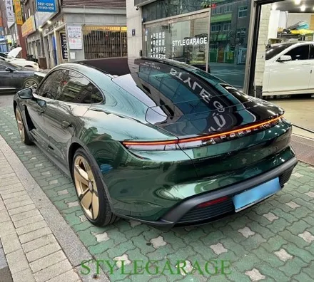 포르쉐 타이칸4 전체랩핑 휠랩핑 차키랩핑 리얼후기 타이칸 미드나잇그린 / 양천구 신정동