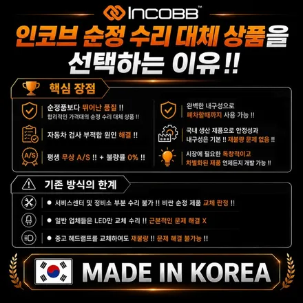 K5 반사판 교체 자동차검사 변환빔 광도 미달 불합격 해결 / 부산,김해