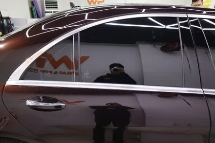 W222 벤츠 S클래스 실내 카본랩핑 윈도우몰딩 크롬죽이기 / 광진구 중곡동