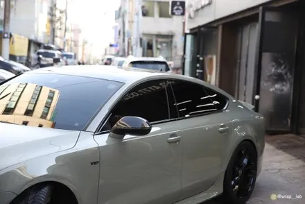 아우디 RS7 랩핑제거 후 전체랩핑 재시공 택랩 모스그린 / 광진구, 성수, 송파