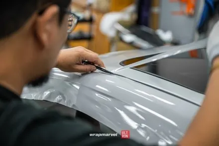 광주 자동차 랩핑 GS350 실버에서 시멘트, 도장 컨디션이 안 좋아도 괜찮아 / 광주 광산구 하남동