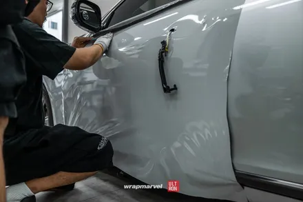 광주 자동차 랩핑 GS350 실버에서 시멘트, 도장 컨디션이 안 좋아도 괜찮아 / 광주 광산구 하남동