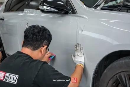 광주 자동차 랩핑 GS350 실버에서 시멘트, 도장 컨디션이 안 좋아도 괜찮아 / 광주 광산구 하남동