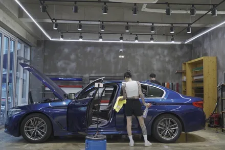 광주랩핑 전문샵 랩마블스튜디오 bmw520i 크롬죽이기 포인트랩핑 스모그라이트ppf시공 / 광주 광산구 하남동