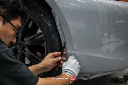 광주 자동차 랩핑 GS350 실버에서 시멘트, 도장 컨디션이 안 좋아도 괜찮아 / 광주 광산구 하남동