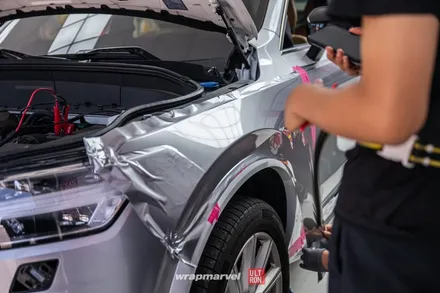 볼보 XC90 듀오톤 랩핑 상하판 투톤 별도 시공, 본넷은 블랙 PPF 광주 차량 랩핑은 랩마블 / 광주 광산구 하남동