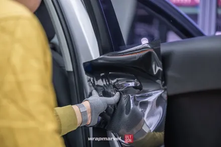 광주 실내 랩핑 A6 카본 유광으로 올드한 우드 덮어버림 / 광주 광산구 하남동