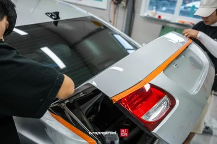 광주 자동차 랩핑 GS350 실버에서 시멘트, 도장 컨디션이 안 좋아도 괜찮아 / 광주 광산구 하남동