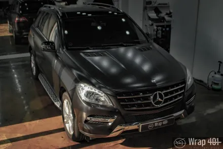 용인랩핑업체 벤츠 SUV ML 전체랩핑 3M 사틴 블랙 전체랩핑 시공!! 랩 401 / 용인, 광교, 성남