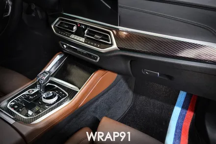BMW X6 실내 랩핑 - 3M 4D 리얼카본, 필러 PPF, 경남 부산 자동차 랩핑 전문점 랩91 / 마산, 김해, 창원