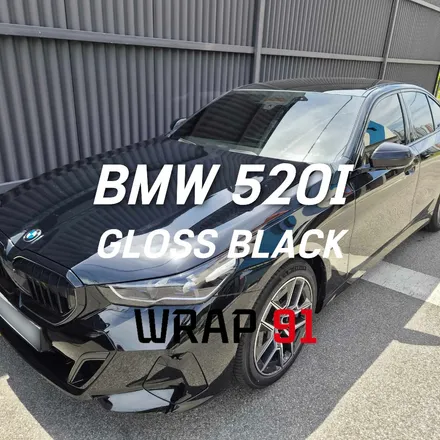 창원랩핑 BMW 520i 전체랩핑｜고광택 블랙 컬러체인지 & 그릴·실내 랩핑 / 마산, 김해, 창원