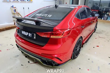 아반떼 스포츠 전체 랩핑 - 에이버리 캔디레드, 창원 자동차랩핑 전문점 랩91 / 마산, 김해, 창원