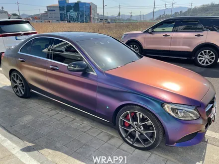 벤츠 C클래스 C220 카멜레온 전체 랩핑 - 에이버리 사틴 러싱 립타이드, 경남 김해 자동차 랩핑 전문점 랩91 / 마산, 김해, 창원
