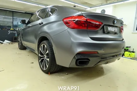 BMW X6 m50d 전체 랩핑 - 에이버리 사틴 다크 그레이, 경남 창원 자동차 래핑 전문 랩91 / 마산, 김해, 창원