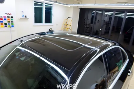벤츠 E클래스 E300 전체 랩핑 - 에이버리 유광블랙, 경남 양산 자동차래핑 전문 랩91 / 마산, 김해, 창원